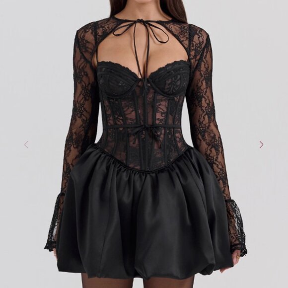 House of CB Dresses & Skirts - House of CB Black Lace Corset Mini Dress